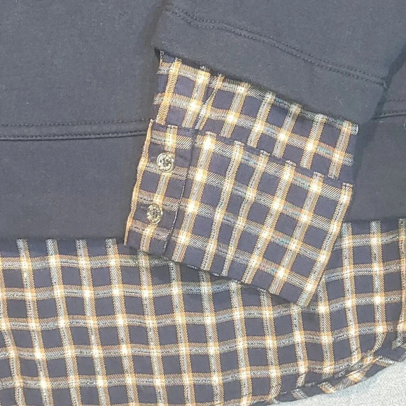 Tommy Hilfiger Women's L Sleeve Navy/Plaid Layered Look Sweatshirt Hoodie SIZE? - Picture 4 of 12